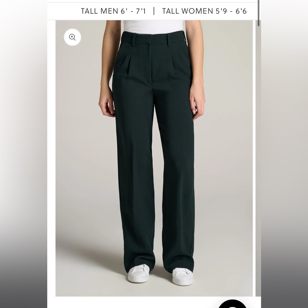 NWT American Tall Pleated Wide Leg Dress Pants Midnight Green sz 10 35.5” inseam
